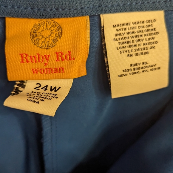 Ruby Rd Stretch Blue pants - Picture 2 of 2